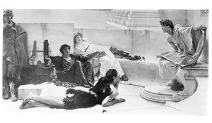 The painting "A Reading from Homer" by Lawrence Tadema, after 1836