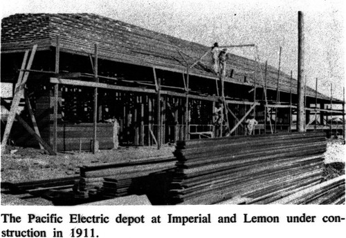 Construction of the Pacific Electric Railway Depot