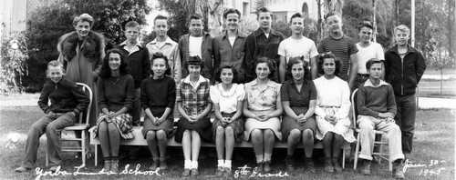 8th grade, Yorba Linda Grammar School, Jan. 1945