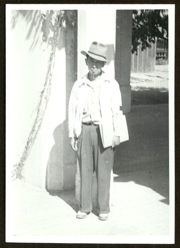 Internees walking to trains in Stockton, California