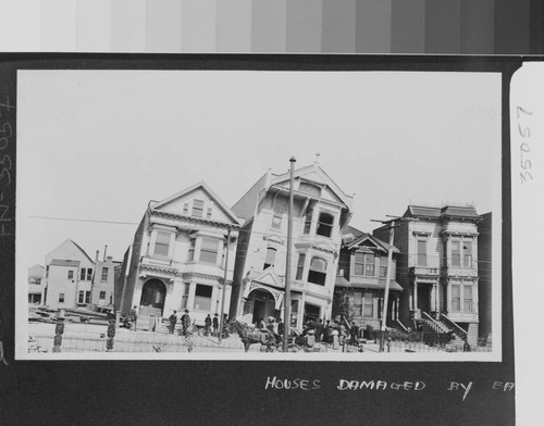 Houses damaged by earthquake--April 18, 1906. [Howard St.]