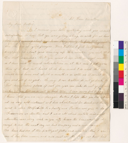 Letter to J.E. from Lizzie Pleasants