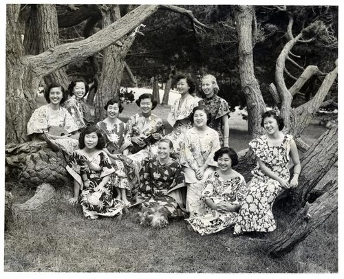 Group portrait of the Hawaiian Delegation at the Y-Teens Summer Conference in Asilomar