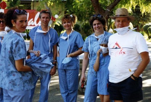 People dressed in scrubs at a y-Walk event