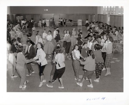 Junior high school girls dancing at a Y-Teen conference