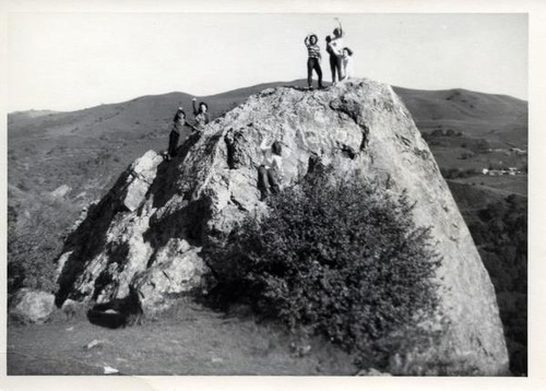 Group of teenage girls on top of Eagle Rock