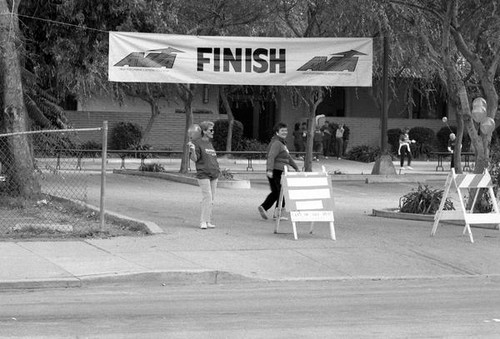 Participants at the 1986 y-Walk finish line