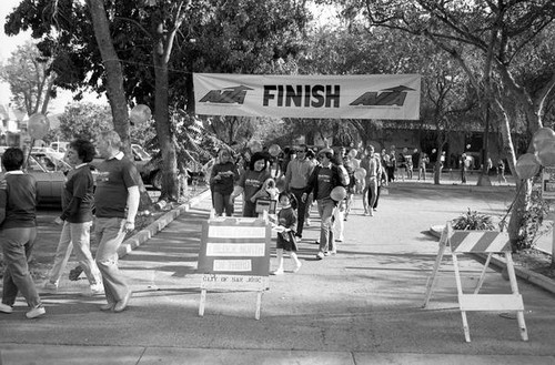 Participants at the 1986 y-Walk finish line