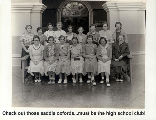 Group portrait of teenage girls in the high school club