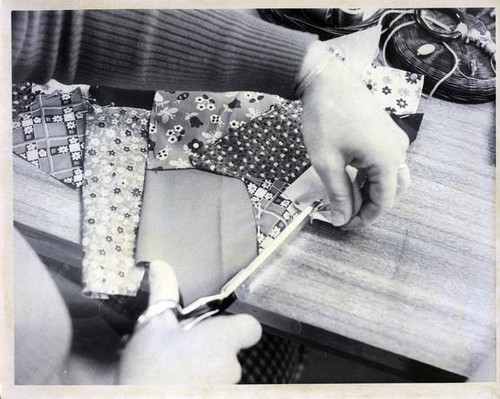 Woman cutting fabric