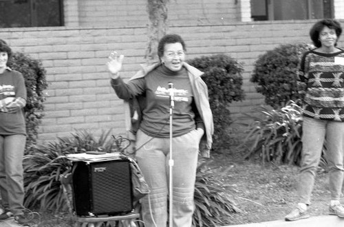 Woman speaking at the 1986 y-Walk