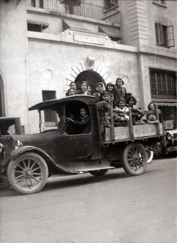 Truck loaded with teenage girls