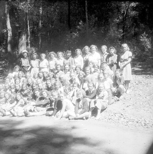 Group of girls posing in the redwoods