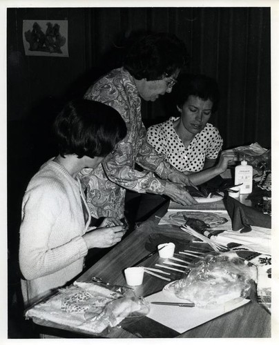 Three women at a craft class