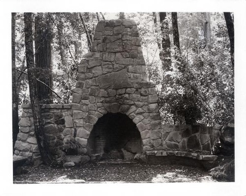 Large outdoor stone hearth