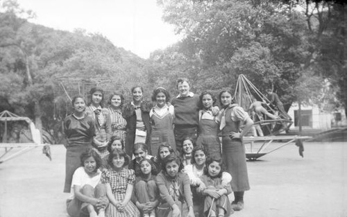 Group of girls posing on a playground