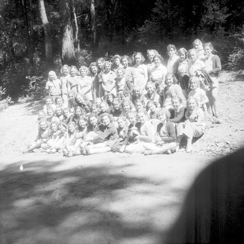 Group of girls posing in the redwoods