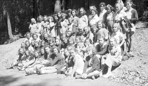 Group of girls posing in the redwoods