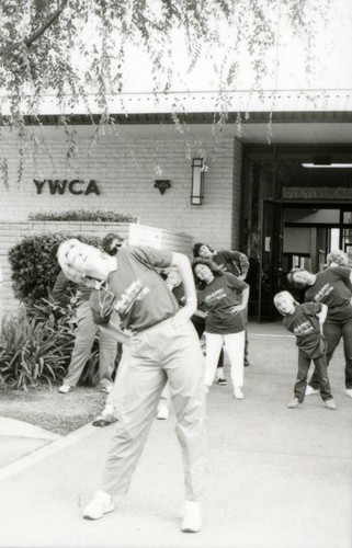 People exercising outside the YWCA