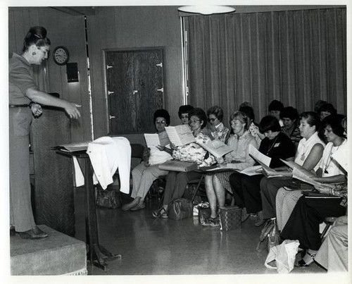 A women's choir practice