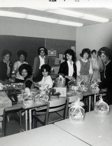 Y-Teens preparing Easter baskets