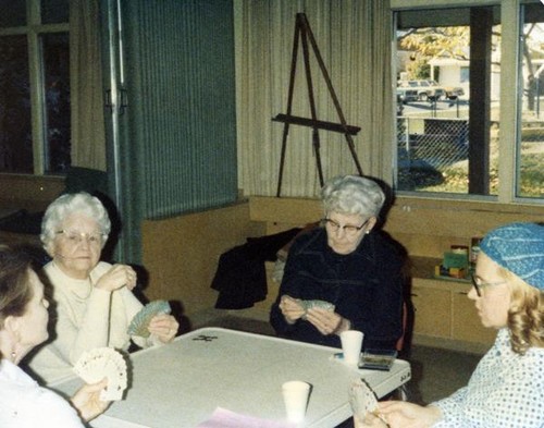 Helen Dye and three women playing bridge