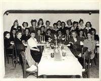 Group portrait of women at an installation dinner, a list of their names, and a letter of thanks