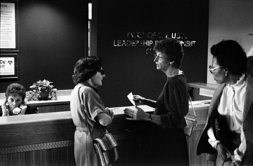 Women at a reception counter