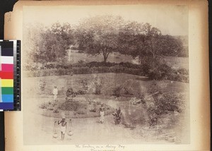 View of mission house garden, Vizianagaram, Andhra Pradesh, India, ca.1885/1889