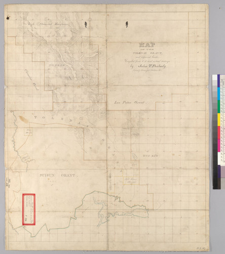 Map of the Tolenas grant, and adjacent lands : [Solano Co., Calif.] / Compiled from U.S. and actual surveys by John T. Peabody, County Surveyor, Solano Co