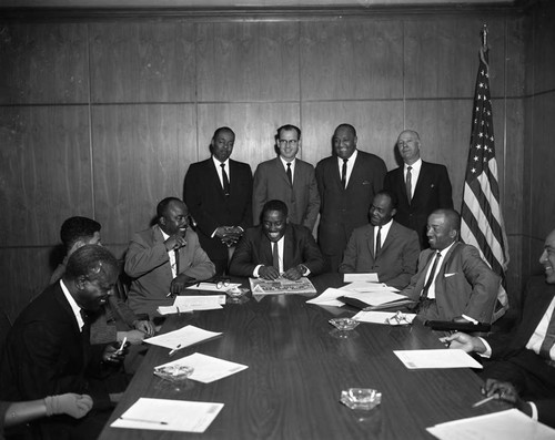 Maurice Hawkins at meeting, Los Angeles, 1962