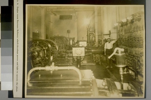 Engine room Bayonne Refinery which develops power and light to operate the plant