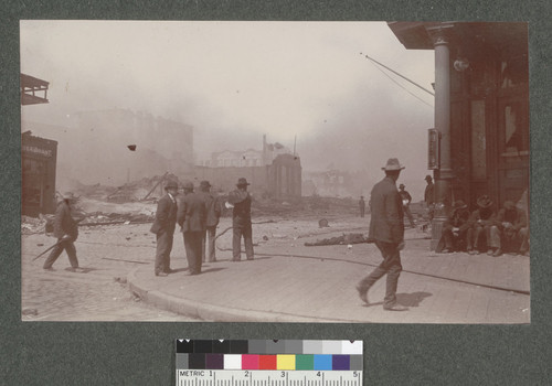 [Corner of Battery and East Sts. On sidewalk lies dead body of suspected thief, shot by National Guard Captain Ernest Denicke.]