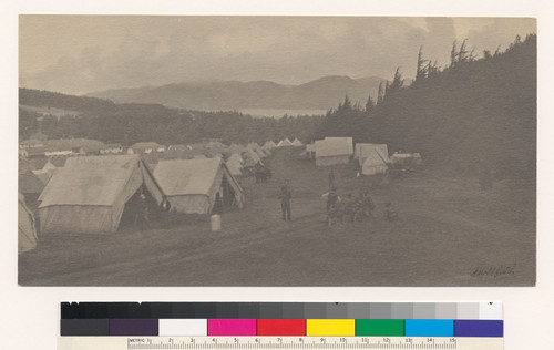 Refugee camp near the Golden Gate, in the Presidio