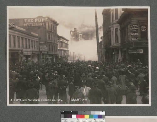 Grant Ave. [Fire burning in distance. From Market St.?]