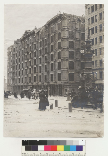 Palace Hotel from Lotta's Fountain. [Corner of Market, Kearny, and Geary Sts.]