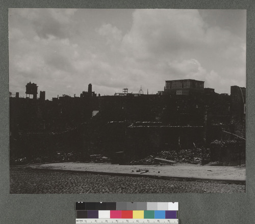 [Fairmont Hotel atop Nob Hill as seen from wholesale district.]