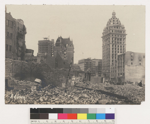 Down O'Farrell from corner of Stockton. Call Bldg. [right]