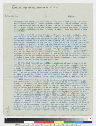 Letter to F.J. Devlin, Esq