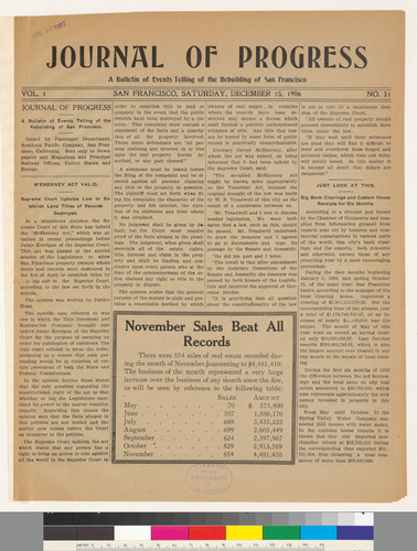 Journal of progress: A Bulletin of Events Telling of the Rebuilding of San Francisco: Vol. 1 No. 31