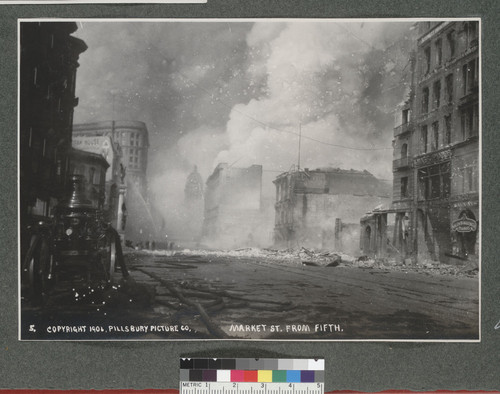 Market St. from Fifth. [Fire engine, left foreground.]