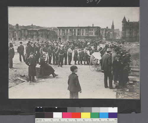 [Refugee lines patrolled by U.S. Navy troops.]