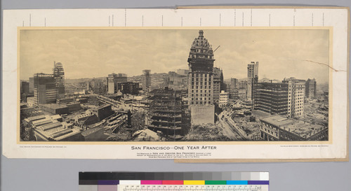 San Francisco--one year after. The beginning of new and greater San Francisco showing a large amount of reconstruction in the heart of the city. Millions of dollars spent to make San Francisco one of the finest cities in the world