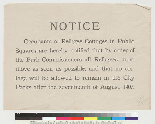 Notice (Refugee Cottages)