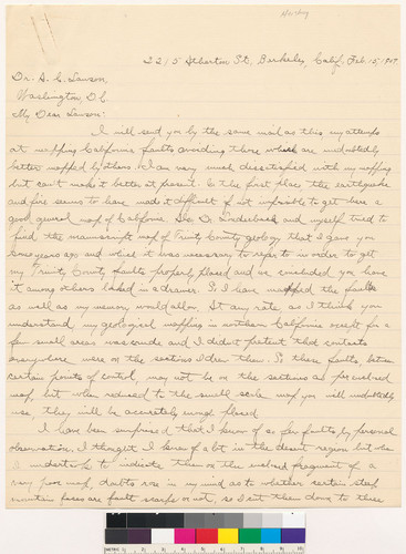 Letter to A.C. Lawson from Oscar H. Hershey: February 15, 1907