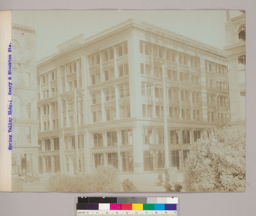 Spring Valley Bldg.; Geary and Stockton Sts. [Building houses City of Paris Dry Goods. Taken from Union Square.]