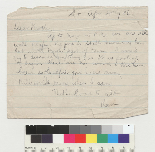 Note from Karl E.Kneiss to his mother