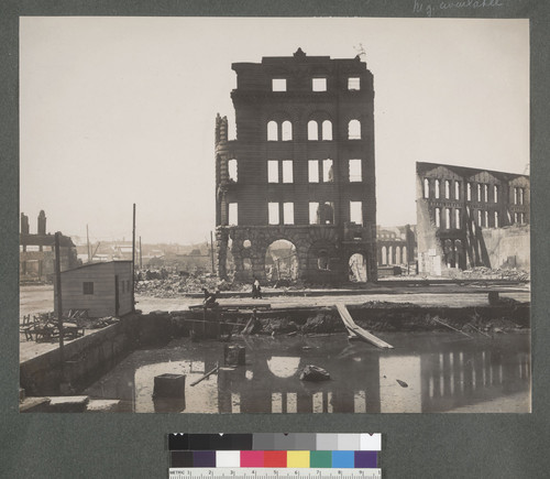 [Flooded lot and ruins of building. Unidentified location.]