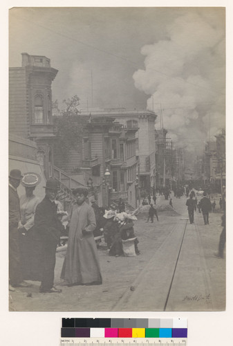 Jackson Street near Mason Street looking toward the Bay. [Actually Clay St., above Stockton?]