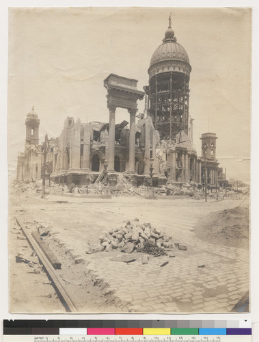 Ruins of City Hall after earthquake and fire 1906. San Francisco, California